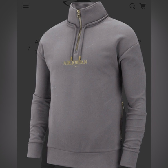NEW Nike Air Jordan Remastered 1/4 Zip Grey Pullover Size Medium - Picture 2 of 14